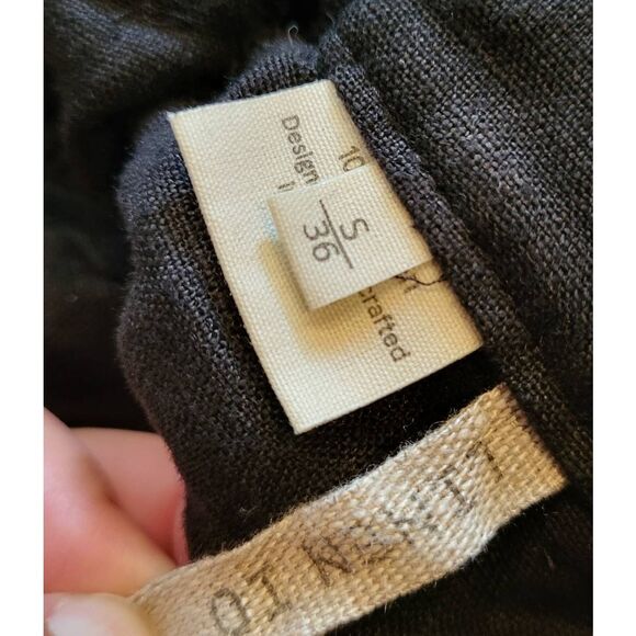 LinenID Studio Pants Women's Small Black Linen Tapered Pleated Elastic Waist - Picture 5 of 6